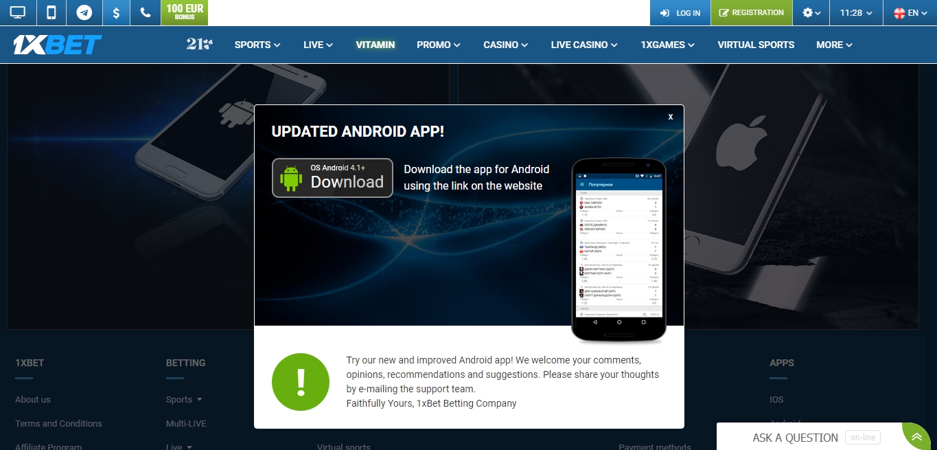 1xBet Apk Download for Android